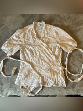 Lightweight White Wrap Top Blouse